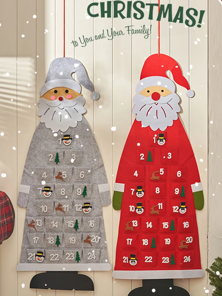 

Christmas Felt Advent Calendar Fillable DIY Home Santa Claus Tree Wall Hanging Decorations Navidad Countdown Wall Calendar Gifts