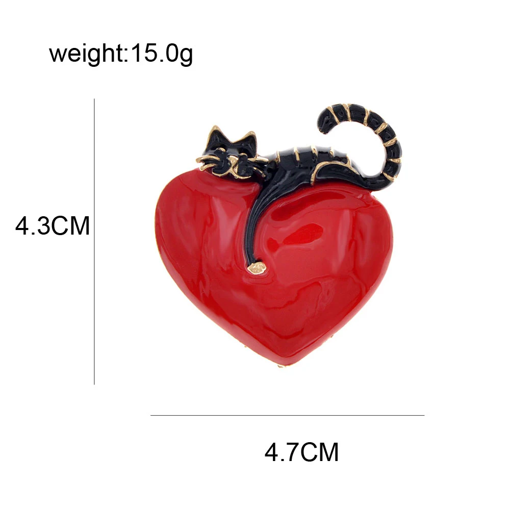 

Enamel Heart And Cat Brooch Cute Kitty Pin Vivid Animal Brooches Kids Jewelry Fashion Carton Design