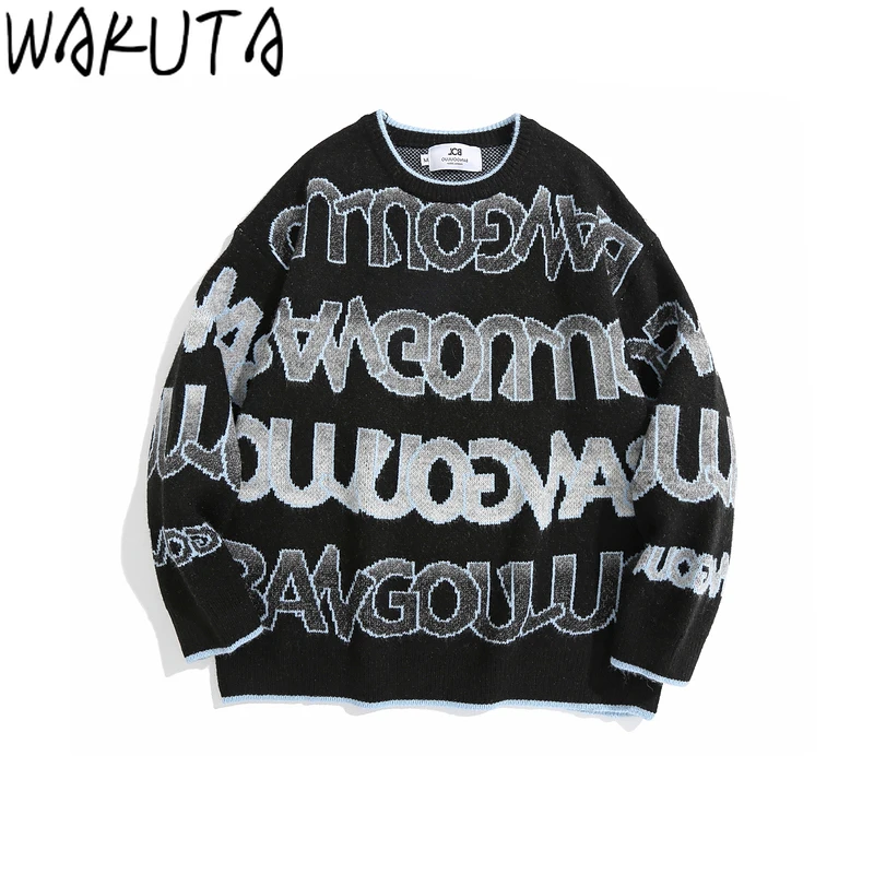 Свитер WAKUTA в стиле Харадзюку уличная одежда модные пуловеры хип-хоп с буквенным