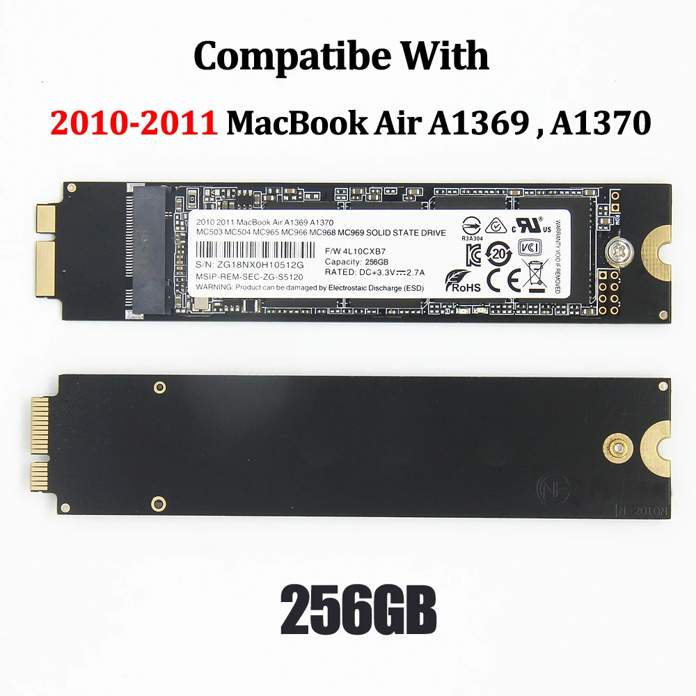 New 256GB SSD For Apple Laptop Macbook Air A1369 A1370 2010-2011 Solid State Disk With macOS USB Drive Tools Drop Shipping