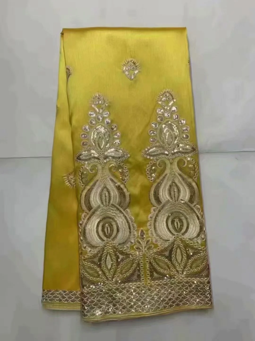 

High Quality 5 Yards African George Lace Fabric With Sequins Nigerian Embroidered George Lace Fabric For Wedding Materials