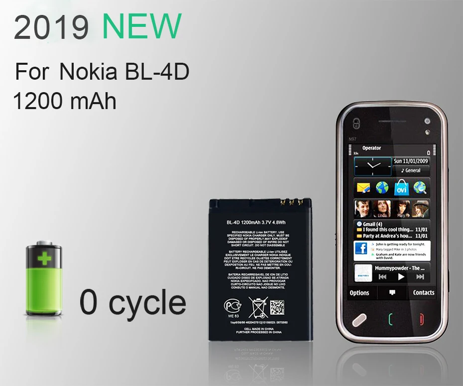 Новинка PINZHENG BL-4D аккумулятор для телефона Nokia BL 4D BL-4D BL4D N97 mini N8 E5-00 Замена батареи Nokia BL 4D