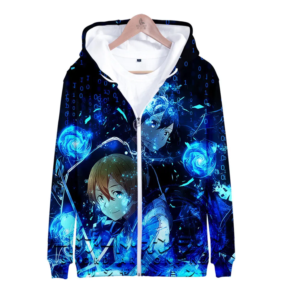 Для детей от 3 до 14 лет Детские толстовки с капюшоном 3D аниме мастера меча онлайн