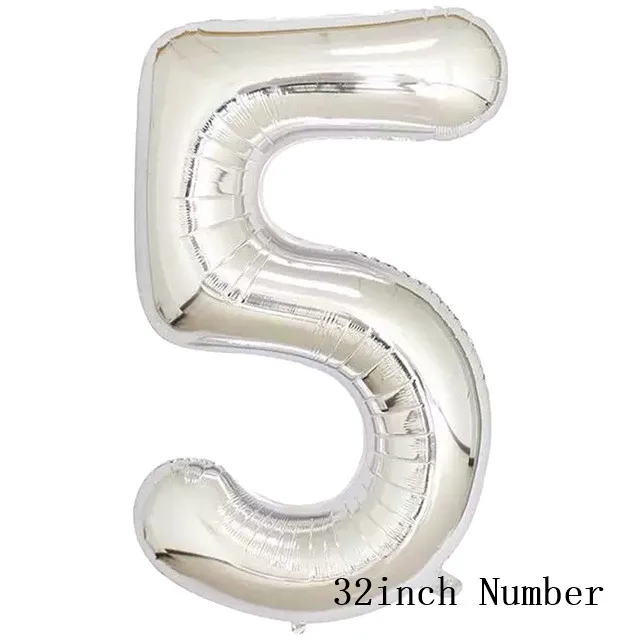 32inch Number 5 Золотистый, серебристый, металлический латексный воздушный шар 18 30 40 50 60 70 80 90 лет с номером в честь Дня Рождения вечерние воздушные шары из фольги для взрослых - Цвет: 32inch Number 5