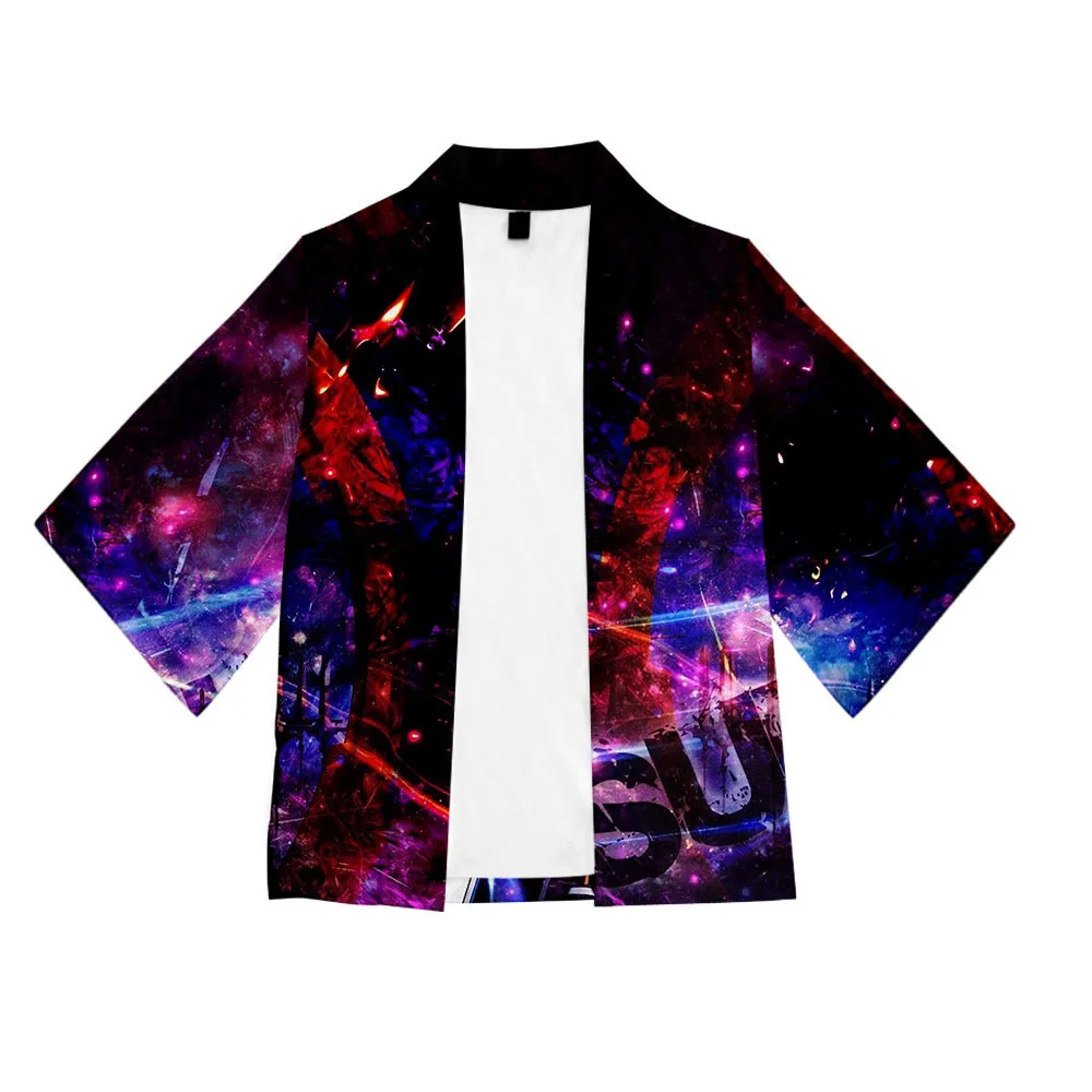 Кимоно для мужчин и женщин хаори юката в стиле аниме с коротким рукавом свободный