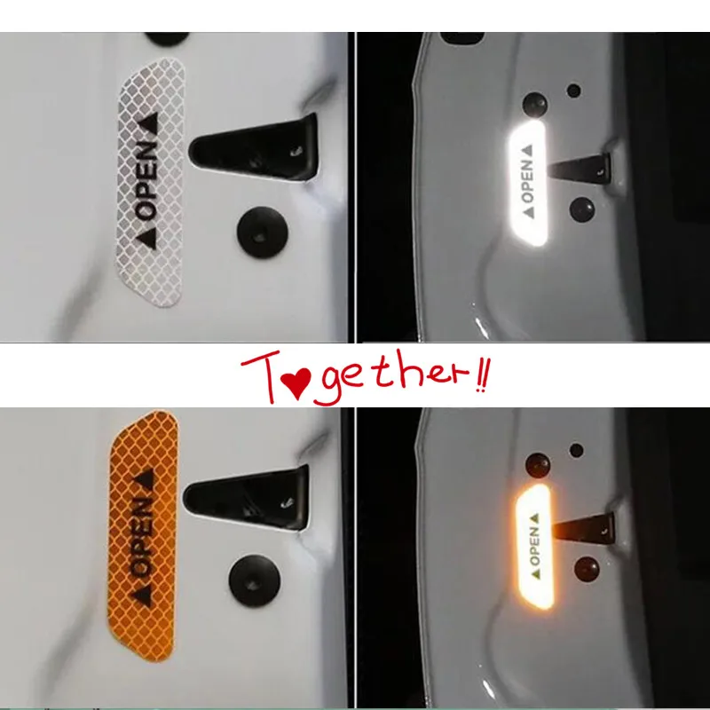4PCS Car Door Reflective Sticker Safety Warning Sign For Dodge Caliber Journey ram durango Charger Stratus Avenger Nitro Viper