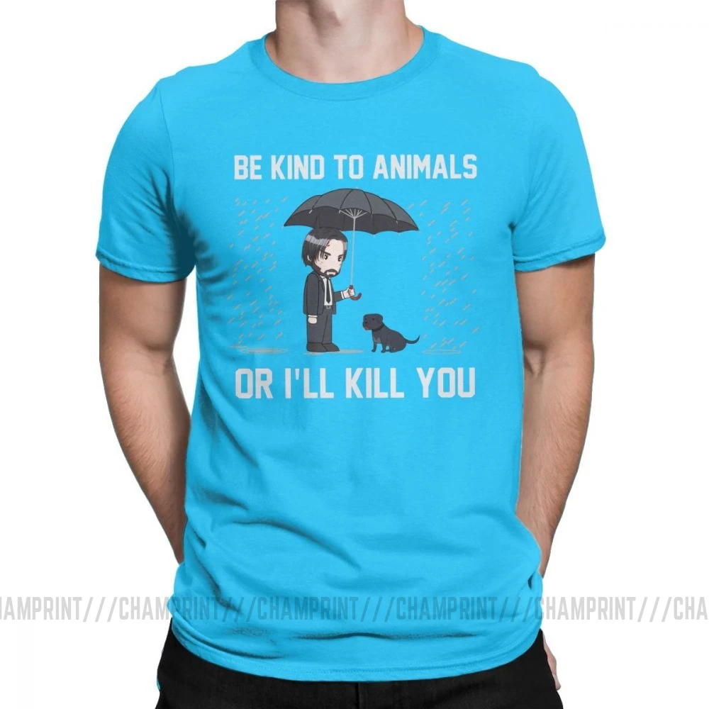 Королевский синий Мужские футболки John Wick Be kind to animals or Ill Kill You, футболки с коротким рукавом, топы, одежда, топы с круглым вырезом, хлопок, Подарочная футболка - Цвет: Королевский синий