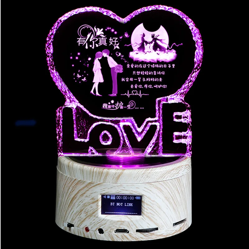 Bluetooth Хрустальная музыкальная шкатулка DIY Фото текст на заказ креативные подарки