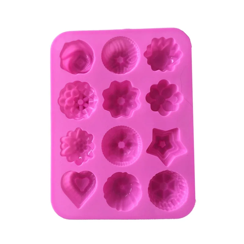 

1Pcs 12-Cavity Silicone Mold Kitchen Supplies Cupcake Jelly Candy Decoration DIY Baking Tools Flower Grass Reusable Cake Mold