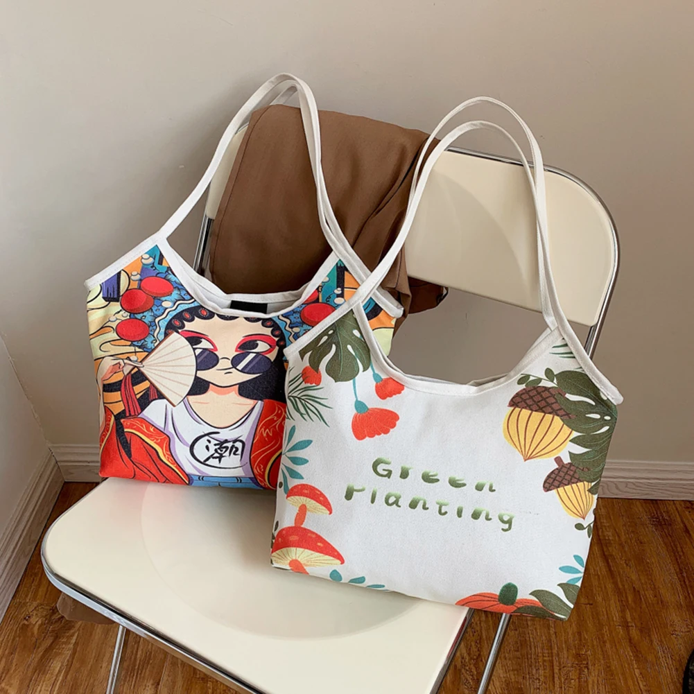 

Женская модная Холщовая Сумка для покупок на плечо с принтом, Женская Повседневная вместительная сумка-тоут