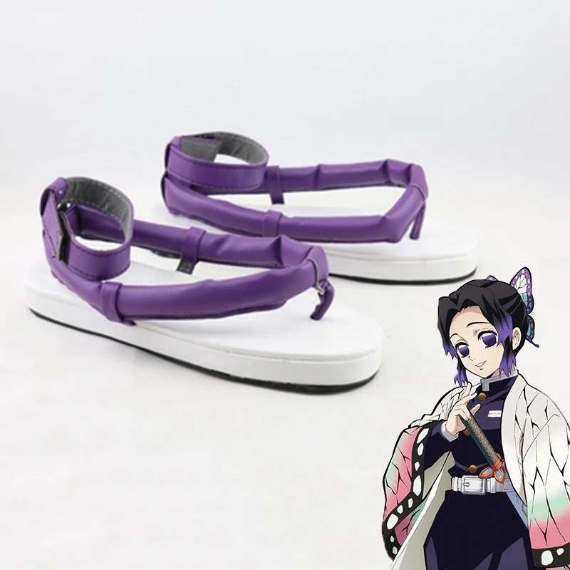 

Anime Comic Demon Slayer Kimetsu no Yaiba Cosplay Shoes Kochou Shinobu Cosplay Shoes Purple Samurai Shoes Daily Leisure Shoes