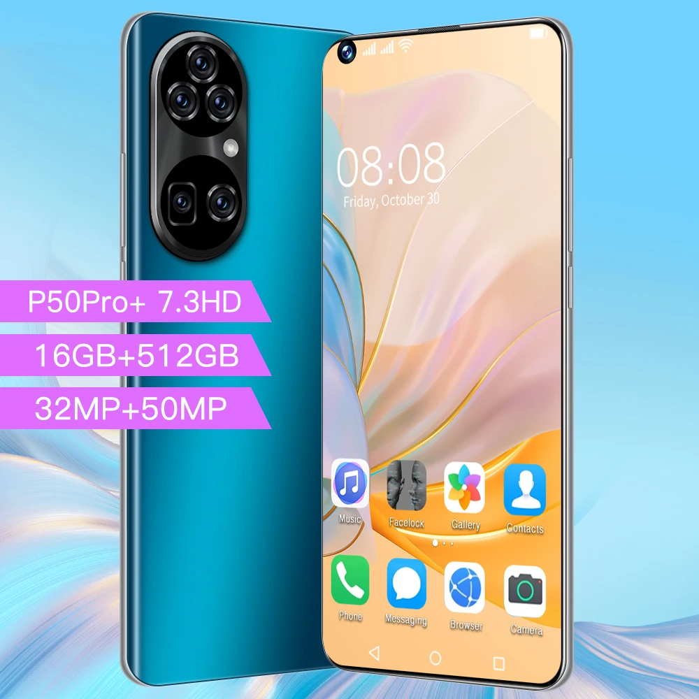 

2021 P50 Pro+ 7.3 Inch Digging Screen 5G Smart Phone 16GB+512GB 32MP+50MP 6800mAh Andriod 11 Deca Core Mobile Phone Qualcomm 888