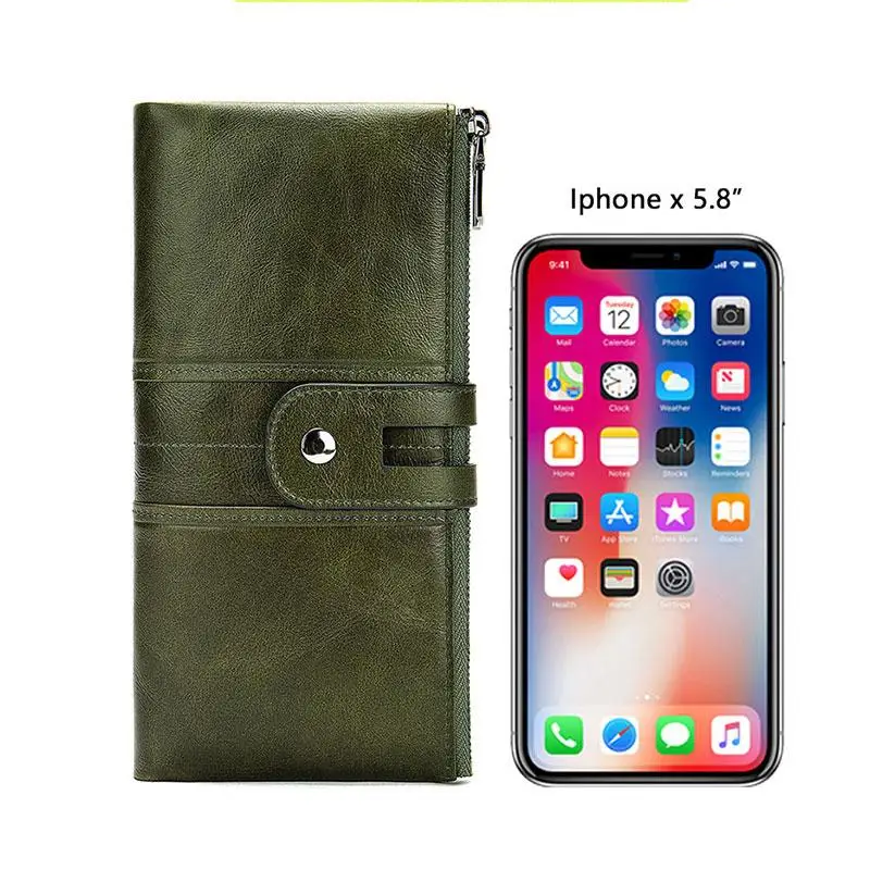 

Genuine Leather Women Long Wallet Departments Female Wallets Clutch Lady Purse Zipper Phone Pocket Card Holder Ladies Carteras