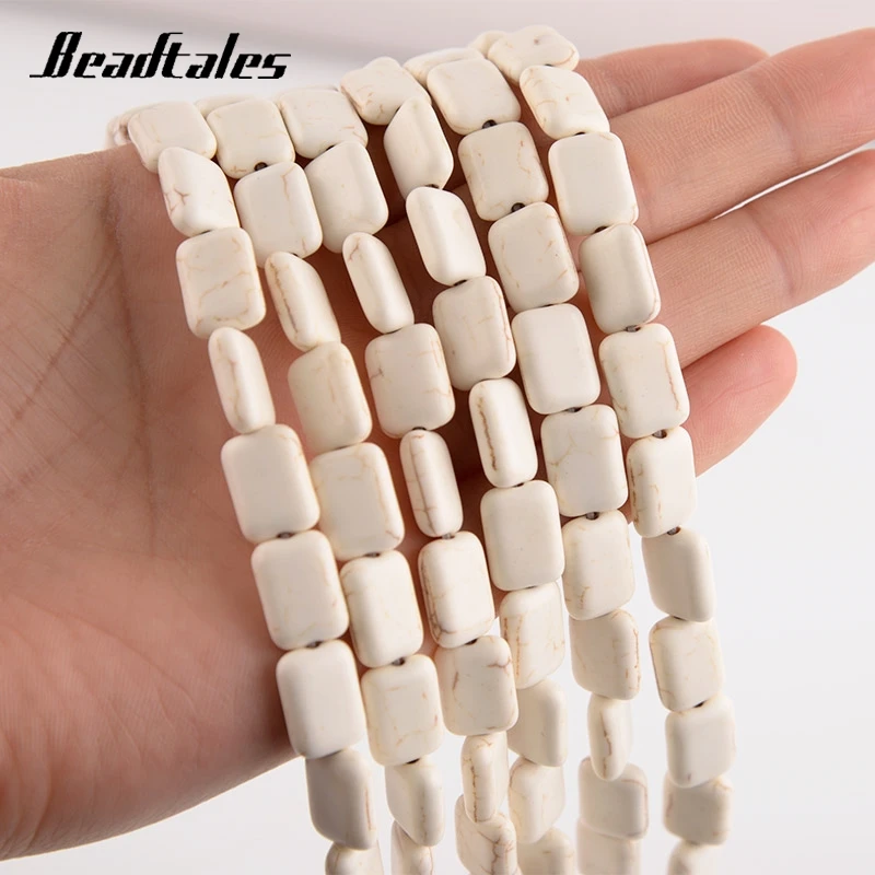 

Natural Stone Rectangular Flake White Turquoise Beads Spacer Loose Beads For Needlework Jewelry DIY Making Bracelet Accessories