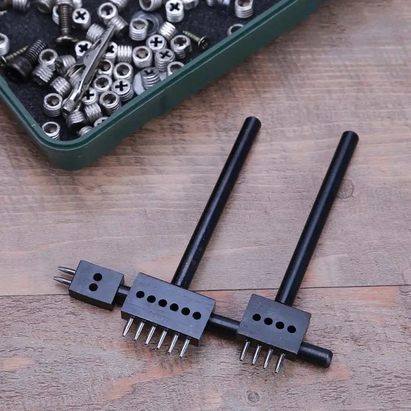 

New style 3pcs/set 5mm Pitch 2 4 6 Prong Hardened Leather Hole Punch Leather Stitch Hole Punch 3sizes piercers for leather tool