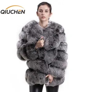 Женская зимняя куртка из натурального Лисьего меха, с длинным рукавом