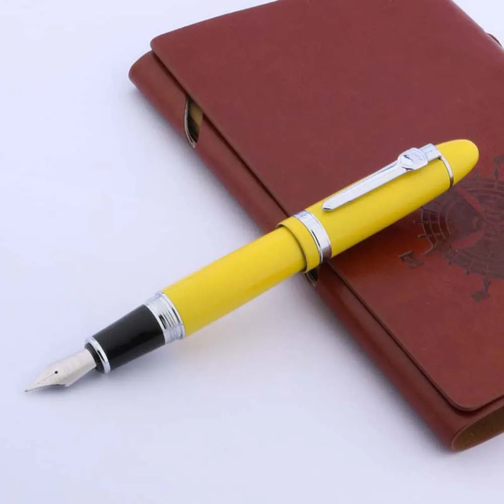 Желтая ручка jinhao серебряные аксессуары винтовая безопасная с перьевым