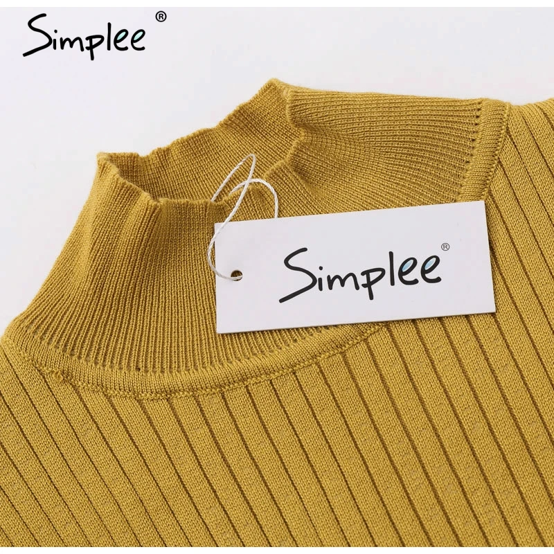 Осенне зимнее облегающее платье Simplee элегантное длинное трикотажное с разрезом