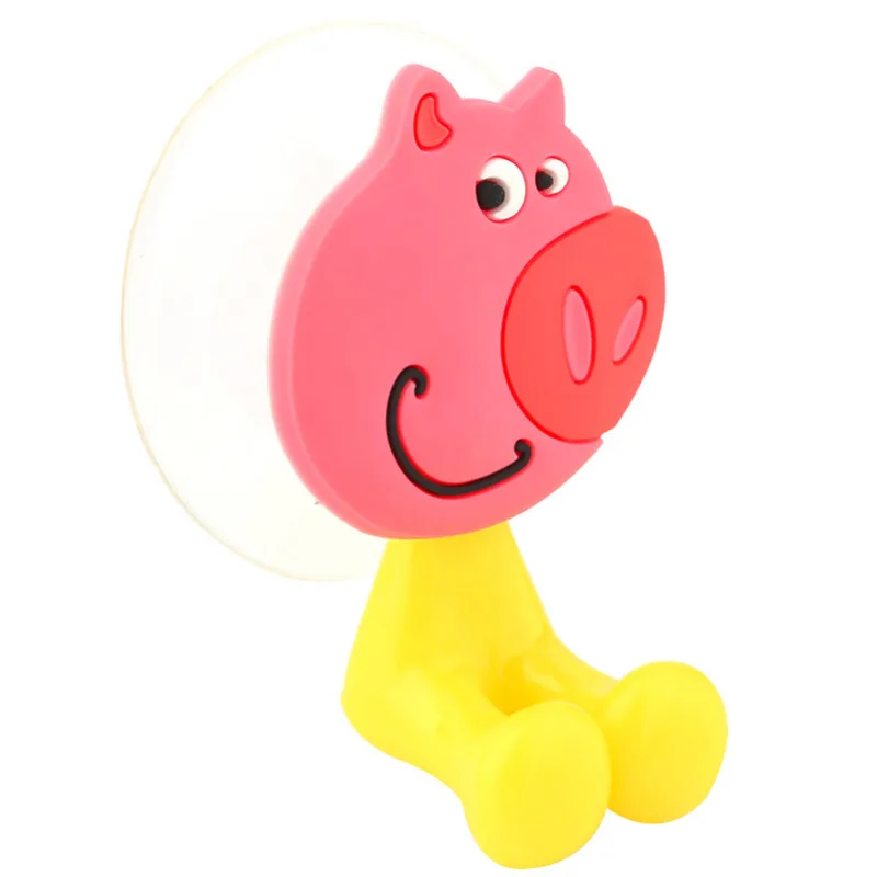 pig Мультяшный держатель для зубной щетки с животным для детей присоски Крючки Висячие ванная комната Детская подставка для зубной пасты уход за ребенком - Цвет: pig