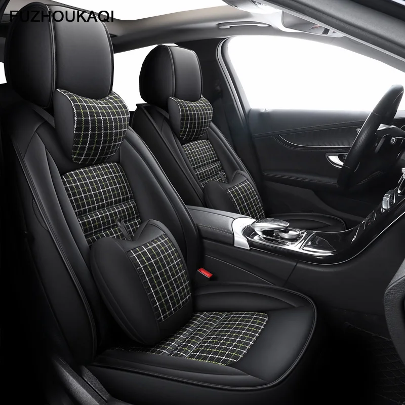 Чехол для автомобильного сиденья из кожи и льна mitsubishi pajero 4 sport outlander 3 xl lancer 9 10 grandis
