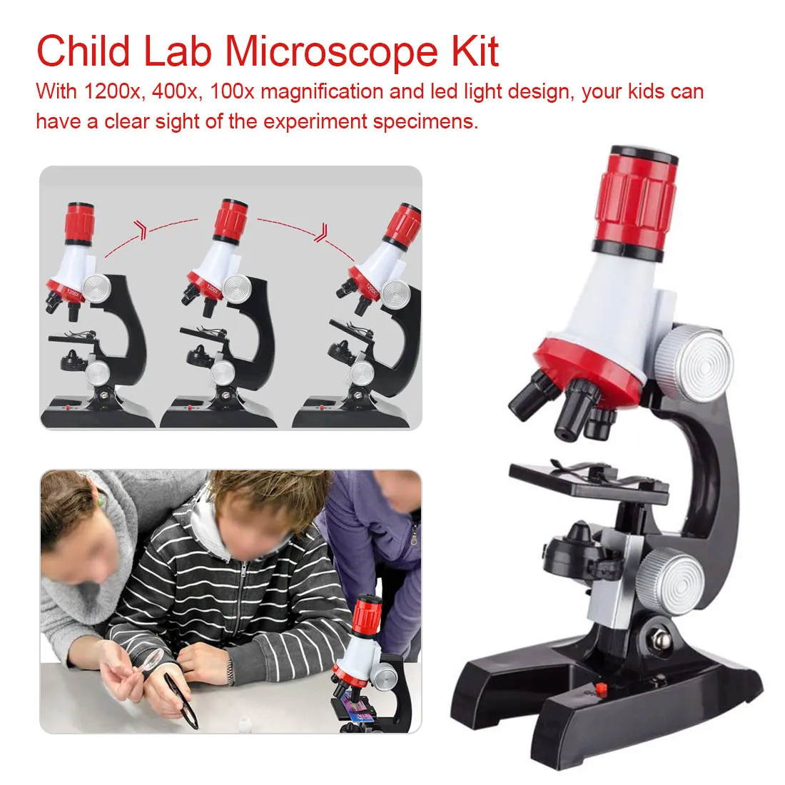 Детский набор микроскопа лабораторный светодиодный Биологический микроскоп