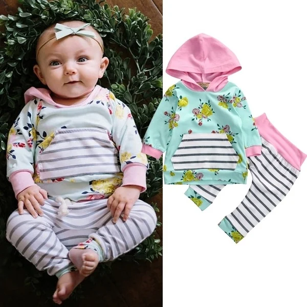 

Dropshipping Toddler Baby Girls Hoodies Hooded Coat Tops Pants Leggings 2pcs Cotton Outfits Sets