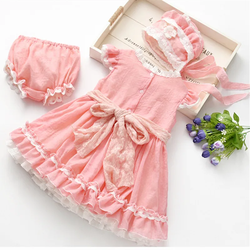 

2020 Kids Boutique Clothes Children Vintage Floral Dress for Girls Spanish Baptism Birthday Party Dresses Baby Infant Robe Fille