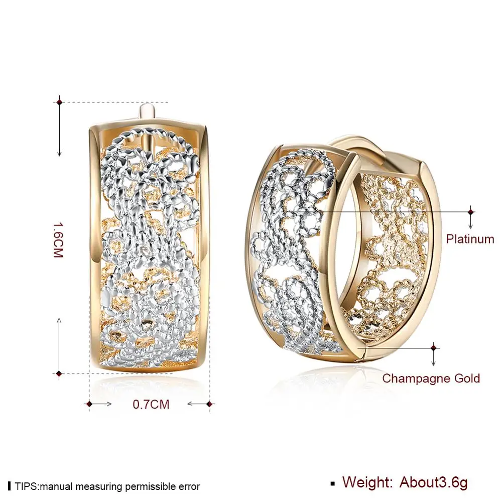 Pattern Cutout Earring Yellow Gold Color European Romantic Jewelry Gift For Women TF Style | Hoop Earrings