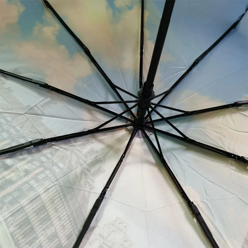 Модные автоматические женские зонтики от дождя 3 Складные 23 ”9K ветрозащитная