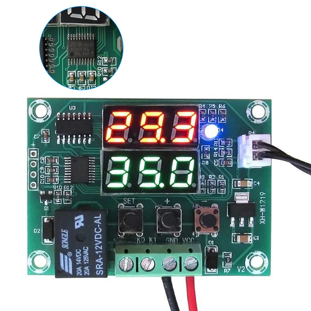 Двойной светодиодный дисплей безопасности DC12V Цифровой термостат реле сенсорный