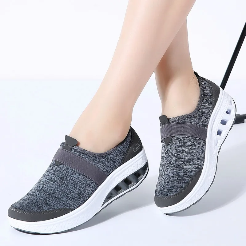 

2020 Autumn Women Sneakers Shoes Flat Platform Shoes Women Breathable Mesh Casual Shoes Slip On Creepers Walking Shoes
