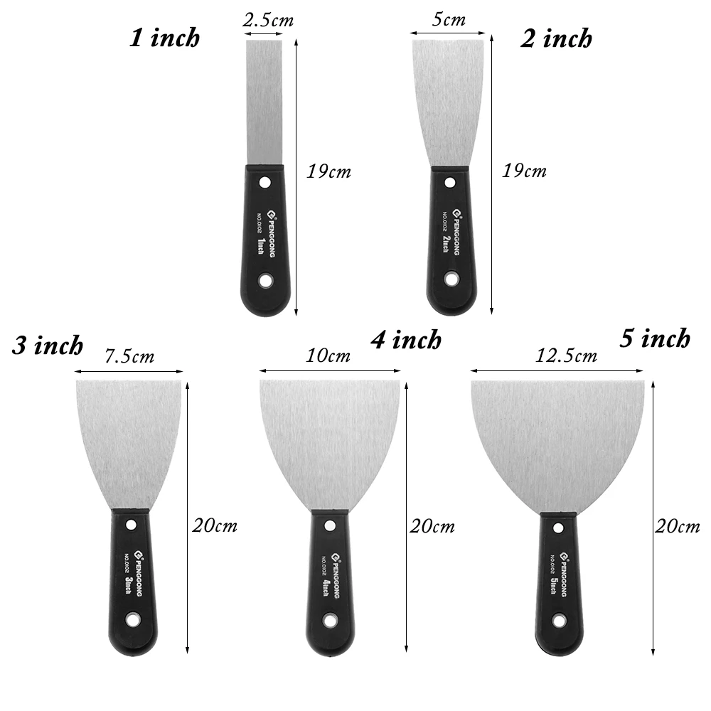 

Stainless Steel Putty Knife Paint Tool 1/2/3/4/5inch Plaster Shovel Filling Spatula Tang Scraper Wood Handle Wall Decoration Con