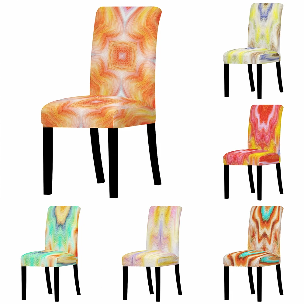 

New Elastic Chair Cover Colorful Striped Stretch Chair Cover Seat Printed Slipcover For Hotel Banquet Home Kitchen Dining Room