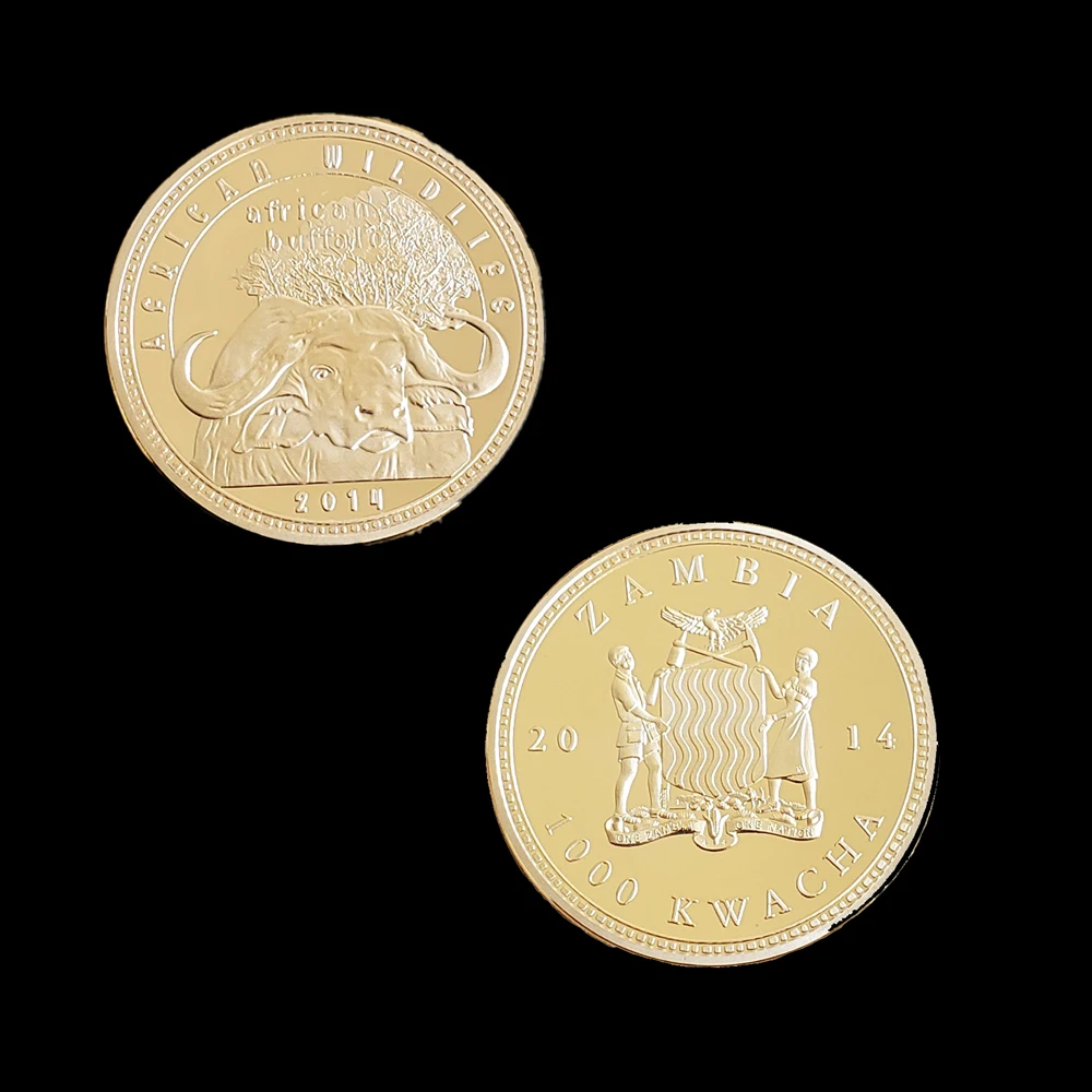 2014 в африканском стиле дикой природы буйвола золотые монеты Challenge Коллекционные