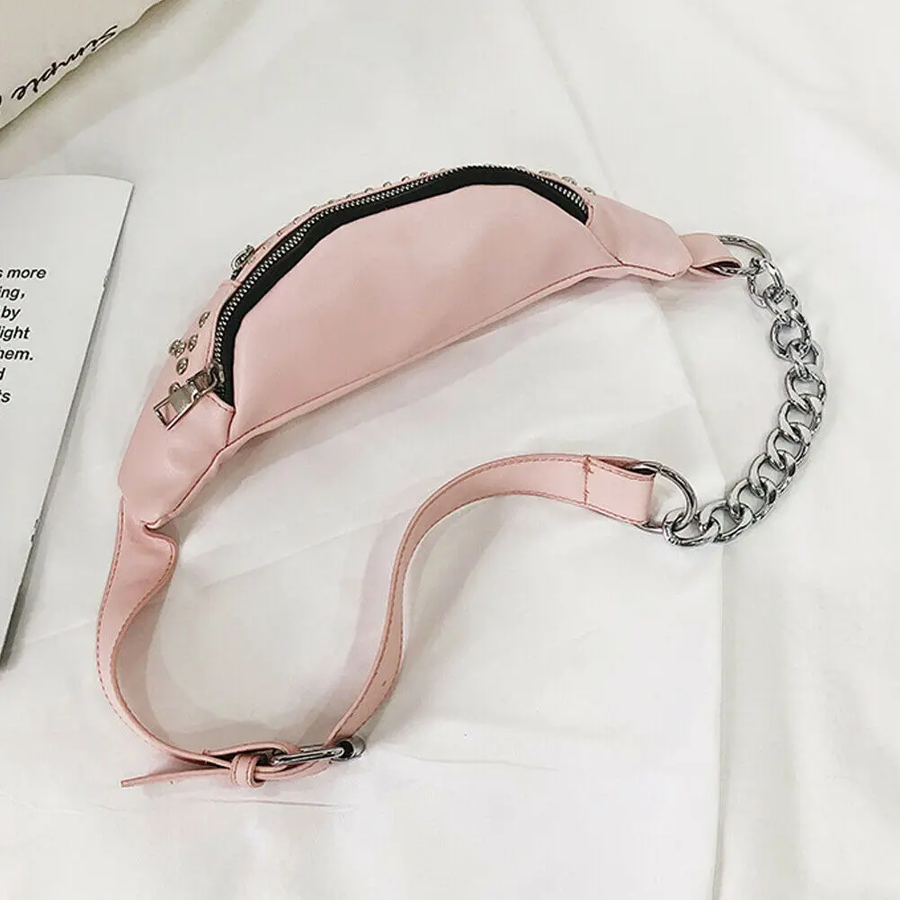 2019 Women's New Fashion Rivets Pattern Small Waist Bag For The Belt Lady PU Leather Fanny Pack Bum Hip | Багаж и сумки