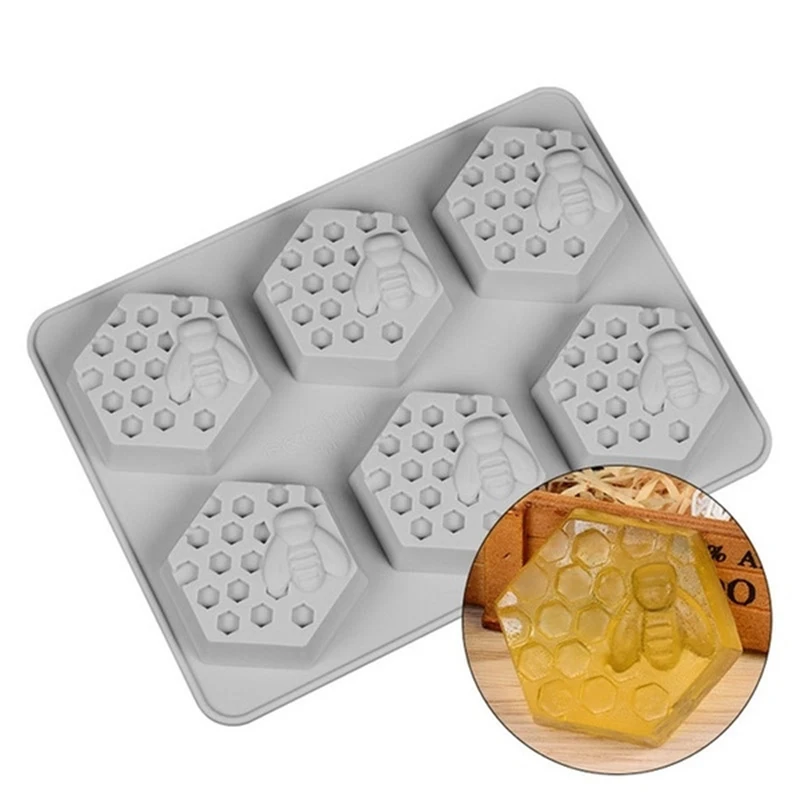 

6 Holes Honey Bee Hive Honeycomb Silicone Cake Mold DIY Handmade 3D Cake Mould For Demolding Soap Making Craft NEW