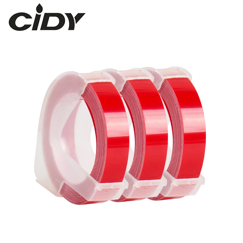 CIDY 3 рулона 9 мм 6 12 Dymo 3D пластиковые красные цветные тисненые ленты для Тиснения