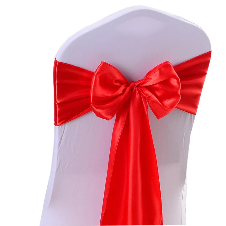 

Wholesale 50pcs Satin Chair Bow Sashes for Wedding Party Event Hotel Banquet Decoration Chair Cover Ribbon Butterfly Ties