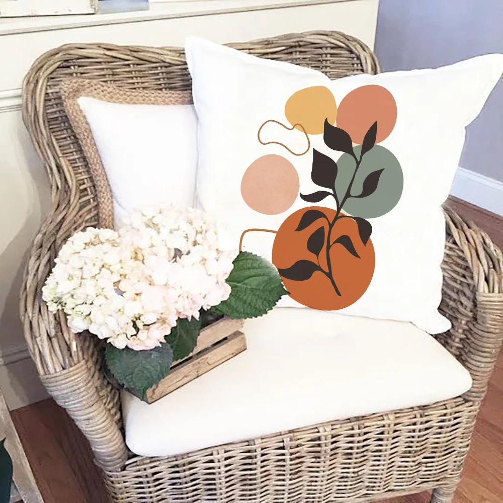 

В виде геометрических фигур эстетику печати Наволочки чехол s Белая Квадратная Подушка Чехол лист эстетические, накидка для подушки, для до...