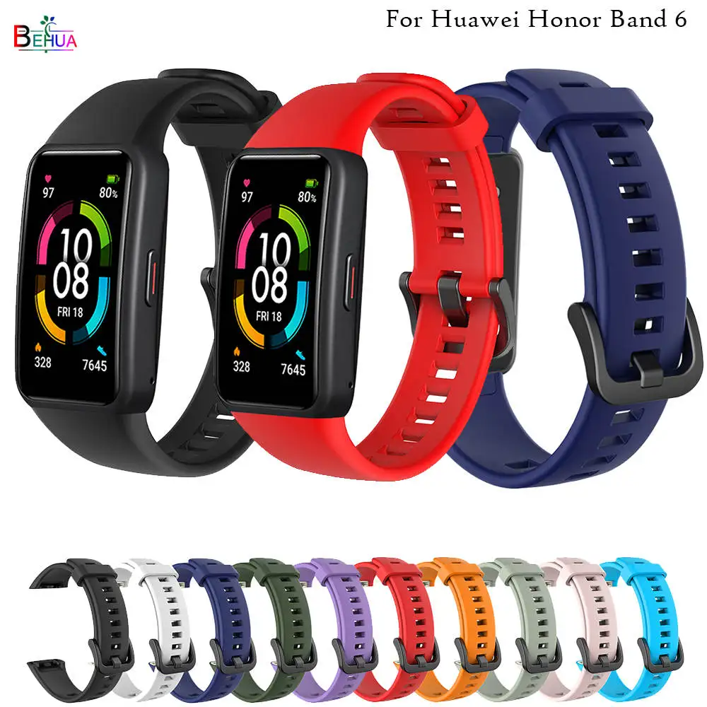 Ремешок силиконовый для Huawei Honor Band 6 спортивный сменный оригинальный браслет