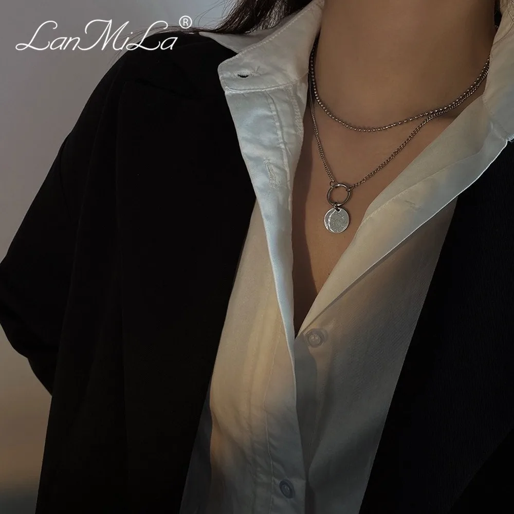 LanMiLa новое ожерелье 2021 в стиле &quotхип хоп&quot многослойный круглый кулон табличка с