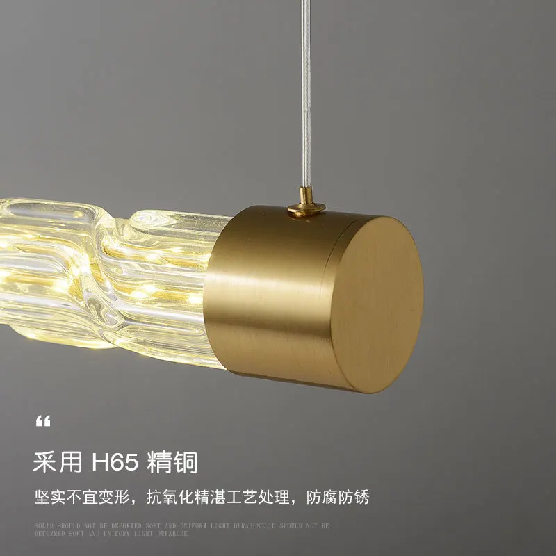 

Dining room chandelier light luxury post-modern dining table creative copper water pattern glass simple dining chandelier