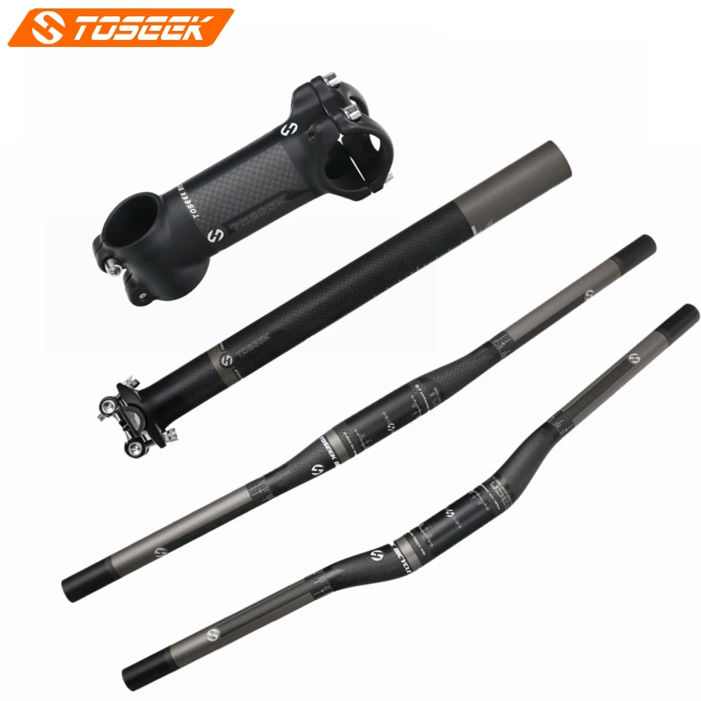 

TOSEEK Matte Carbon Fiber Bicycle Mountain Handlebar Sets Handlebar + Stem + SeatPost For MTB Bike Parts