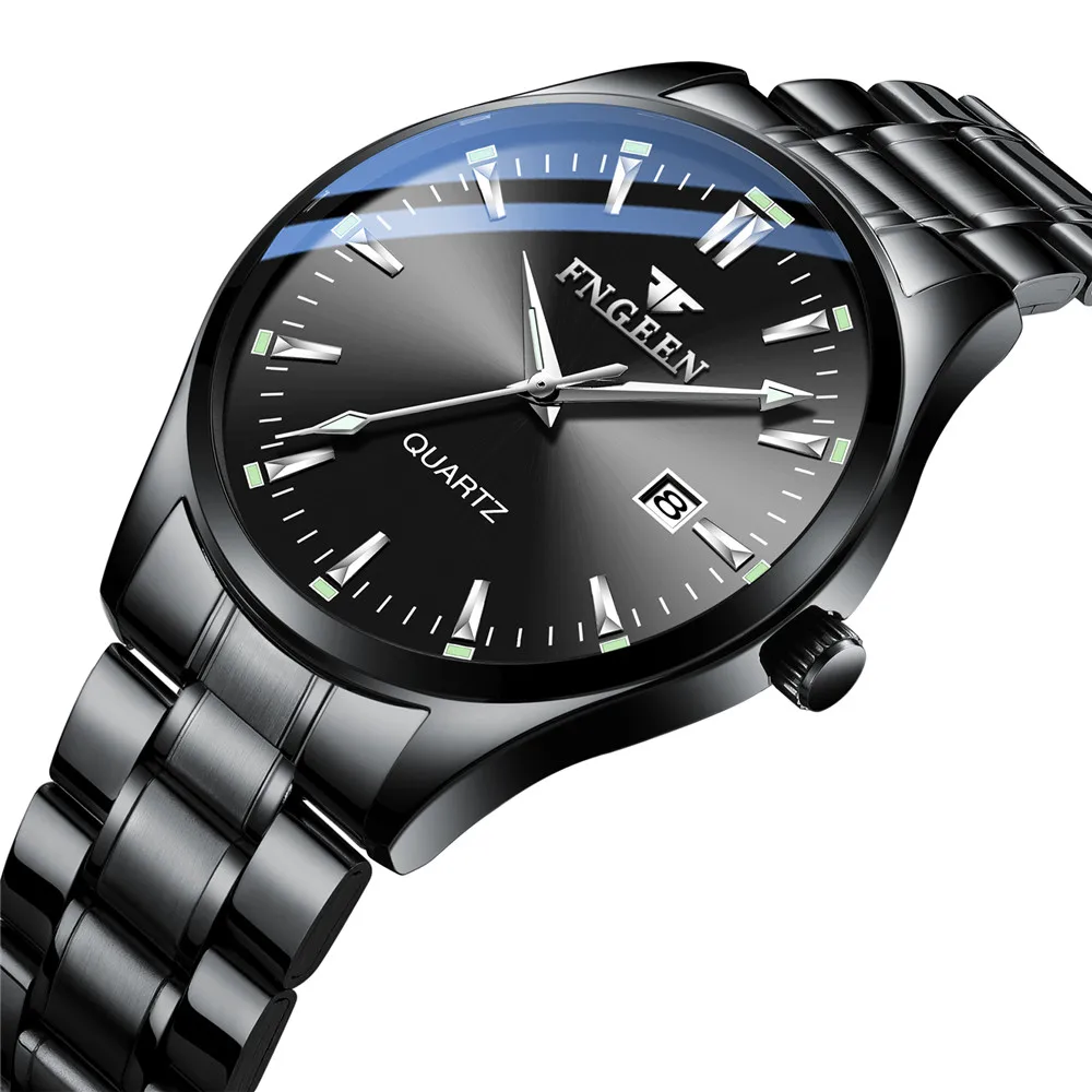 Часы наручные мужские кварцевые водонепроницаемые из нержавеющей стали с
