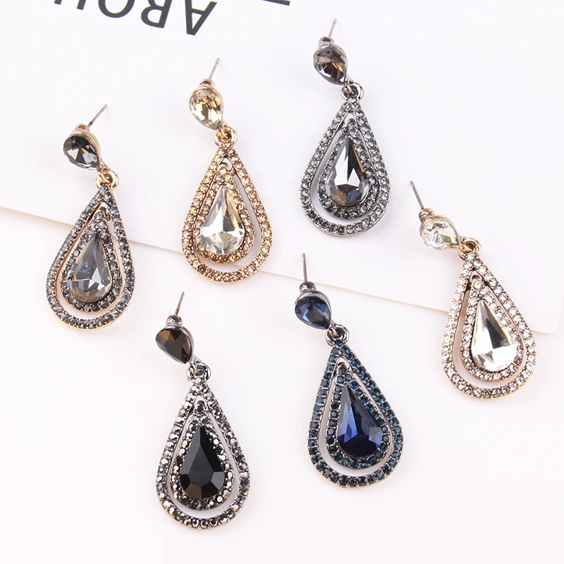 LUBOV 5 цветов Кристалл Кружева Анти Золотая металлическая цепь висячие серьги