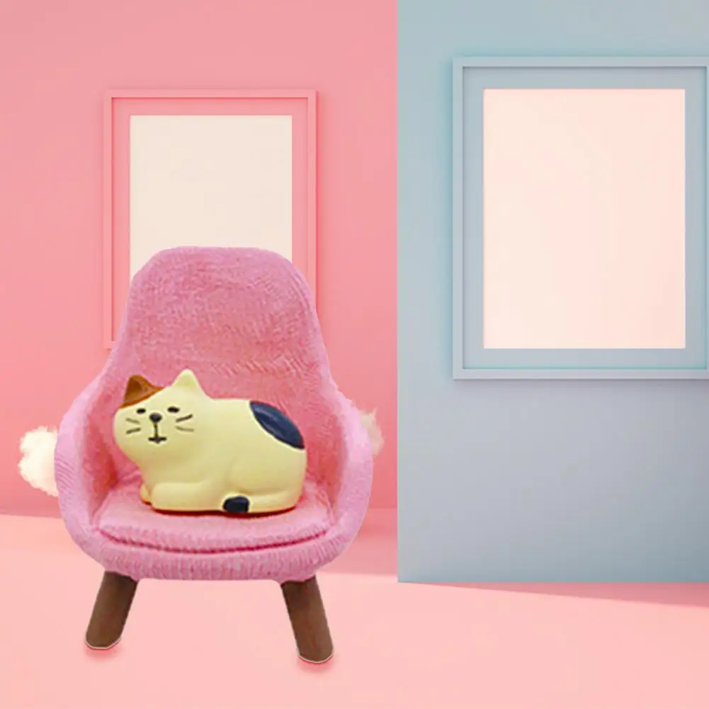 

Cartoon Cat Sofa Chair Dollhouse Miniature Doll Room Desktop Decor Toy Ornament