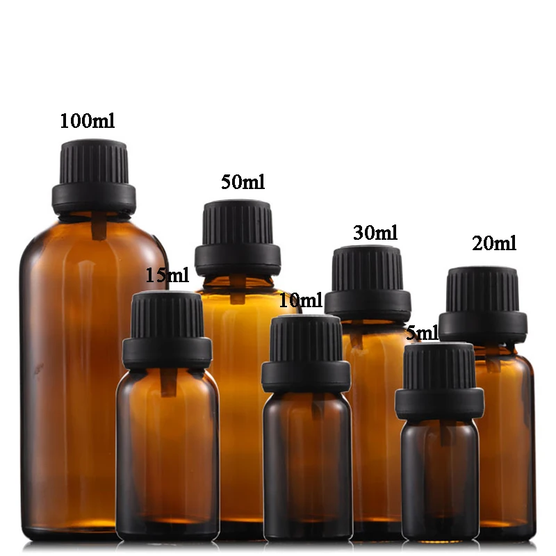 

5ml-50ml Amber Glass Essential Oil Bottles For Essential Oil Perfume Aromatherapy Empty Refillable Cosmetic Containers