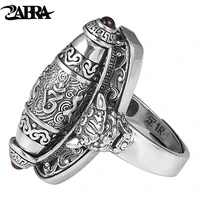 zabra vintage rotatable signet ring 990 sterling silver buddha six word rock rings for men jewelry size 7 5 12