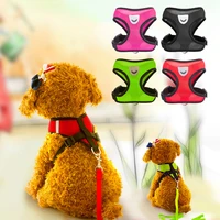 mesh small dog harness and leash set puppy cat vest harness traction rope dog harness pet shop traction rope vest and belt 2020