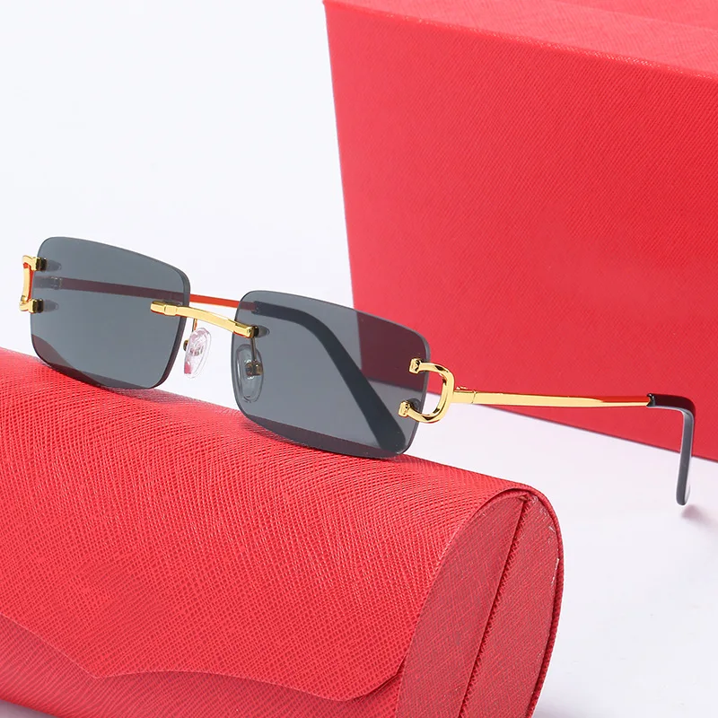 

2021 NEW Metal Sunglasses Rimless Square Big C Sunglasses Luxury Mens Sunglass Carter Sun Glasses Brand oculos de sol